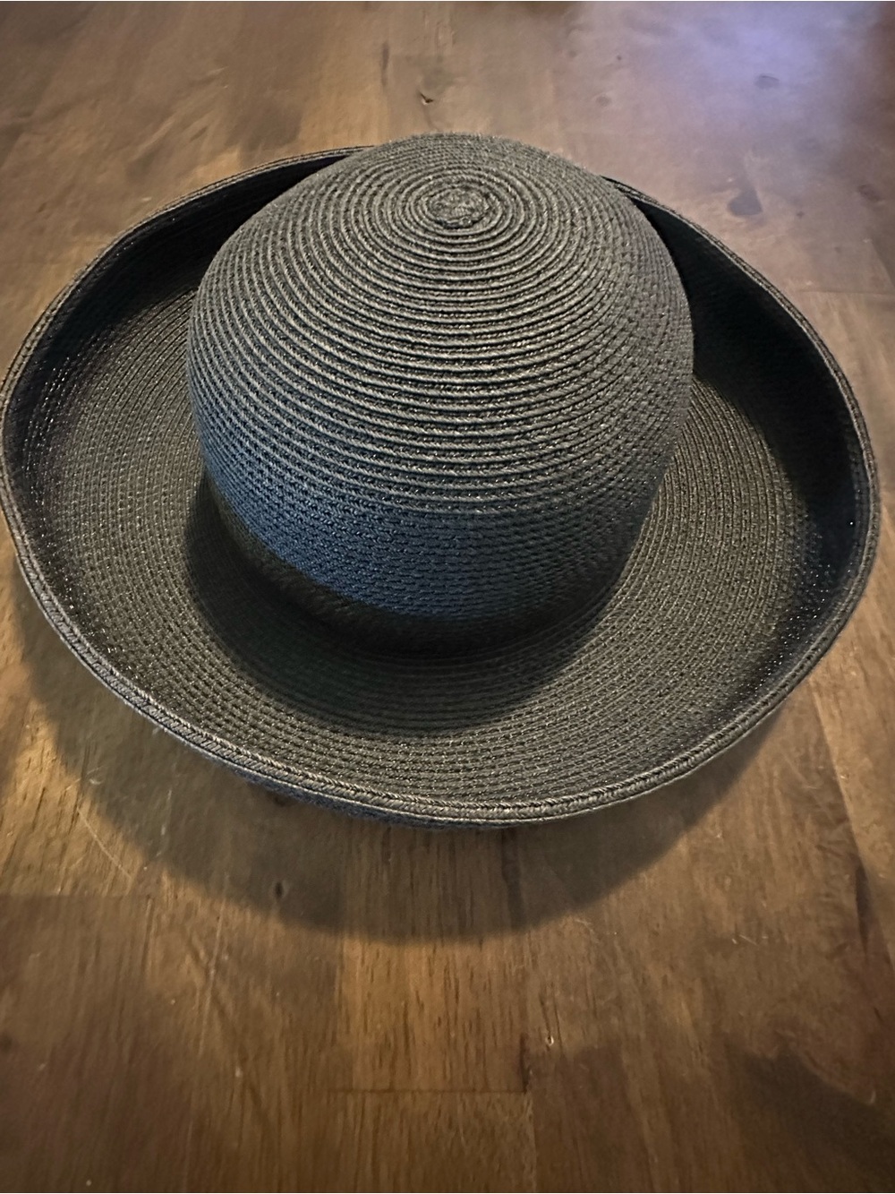 Eric Javits Black Wide-Brim Braided Straw Sun Hat squishee